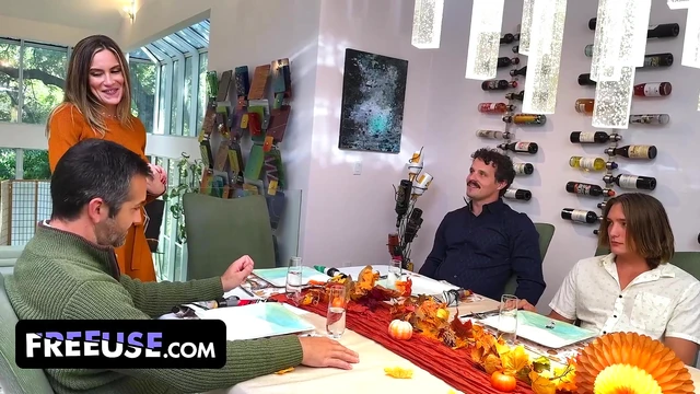 Freeuse Wanksgiving: Three Cocks, One Milf