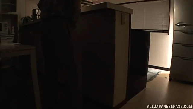 Seductive Japanese Brunette Tempts Lucky Guy On Kitchen Floor For Passionate Sex