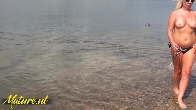 Voyeur Milf Beth Shows Off Her Hairy Pussy At The Beach For Excitement