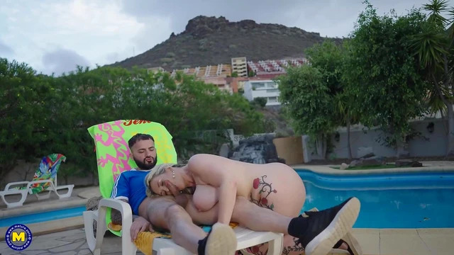 Curvy Mom Takes Young Cock By The Poolside Naturally