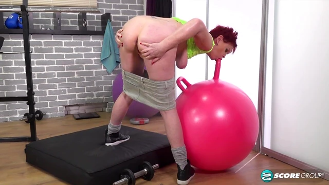 Granny Rides Exercise Ball For Hot Solo Masturbation Pleasure