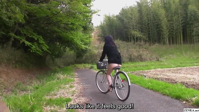 Seductive Mature Japanese Woman Rides Bike Bottomless Before Outdoors Sex