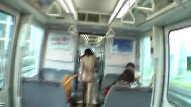 Japanese Beauty Performs Blowjob In Public Train Amidst Streakers