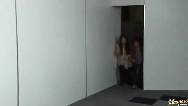 Excited Naked Japanese Girls Chase Each Other Around City Streets