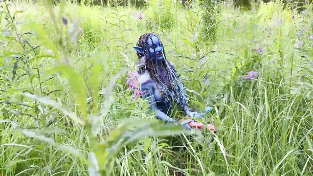 Avatar Babe With Big Ass. Hard Dildo Anal And Pussy Fuck, Squirt In Nature