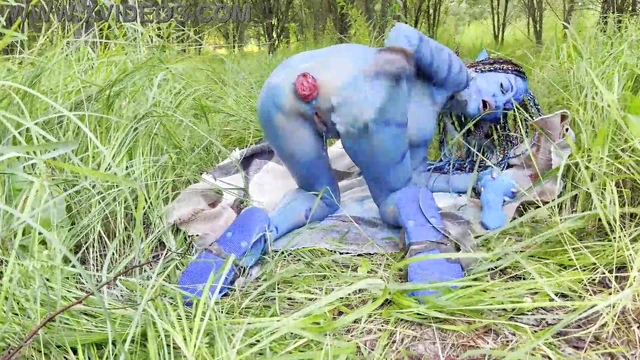 Avatar Babe With Big Ass. Hard Dildo Anal And Pussy Fuck, Squirt In Nature
