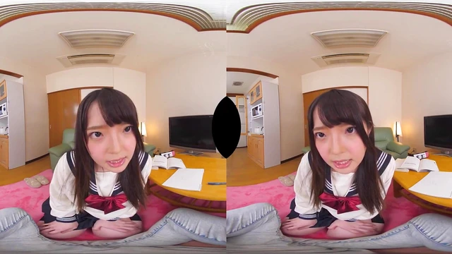 Seductive Schoolgirl Ria Tempts Tutor With Pants & Tits; Hot Close-Up Ass Action!