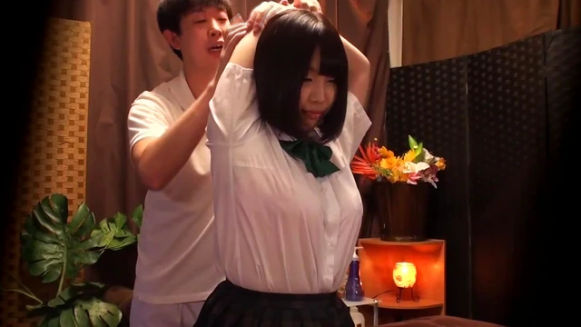 Uniformed Girls Find Ecstasy Under Male Massager's Skilled Hands in Pleasure Pool