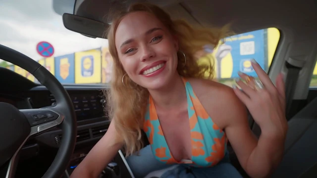 Steamy Stepmother Secretly Pleasures Him in Supermarket Parking Lot