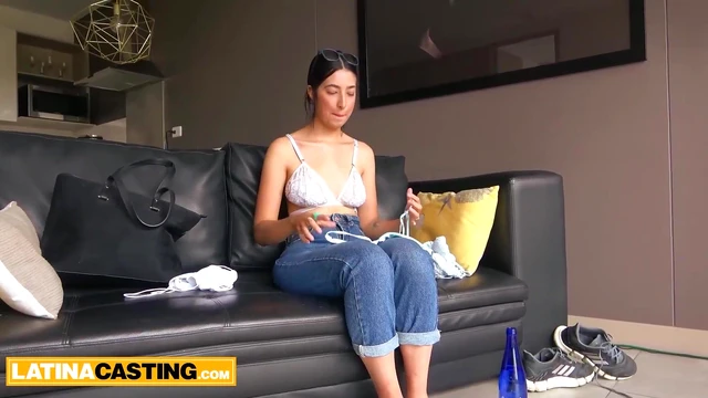 Latina College Babe's Tight Wet Pussy Stretched in Model Audition