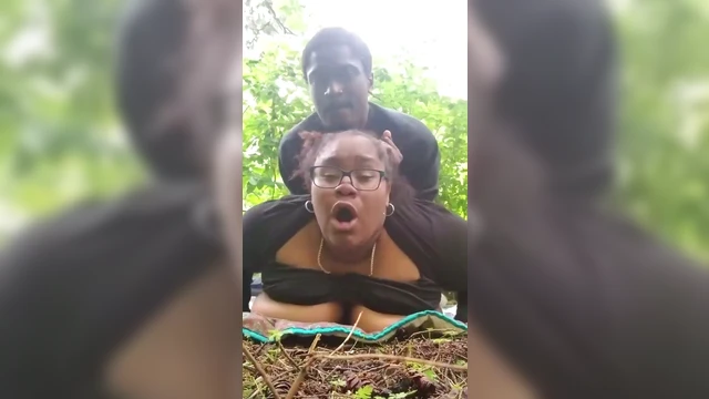 Fucking young thick big booty ebony slut out in public