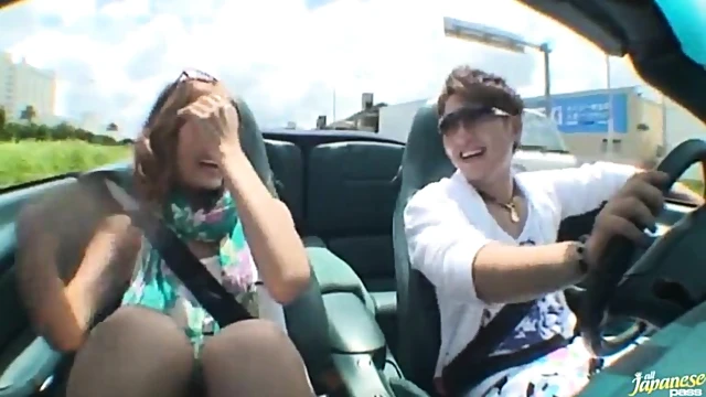 Hot Japanese Beauties Ride In Convertible While Teasing Each Other Sensually