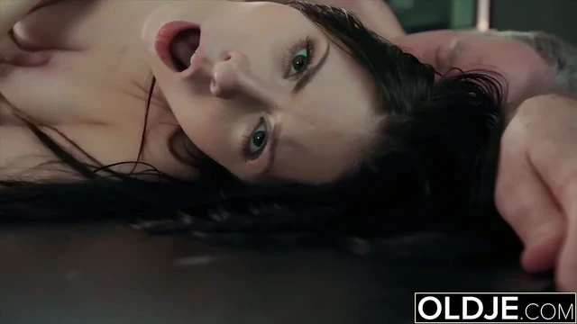 Sexy Brunette Takes Old Man's Big Cock Deep for Naughty Pleasure