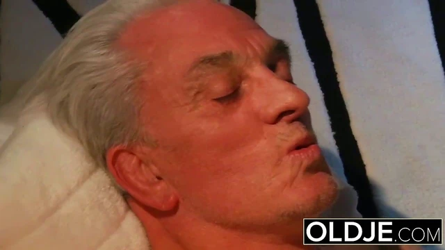 Sexy Energetic Celine Takes Grandpa's Cock Deeply for Hot Sex Fun