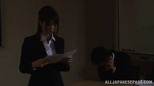 Sultry Japanese Office Chick Lures Boss & Colleague Into Seductive Threesome