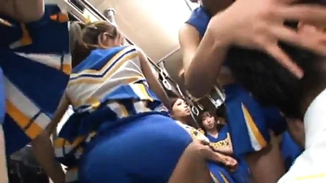 Excited Japanese Cheerleaders Group Fucked By Guys On Busy Subway Ride