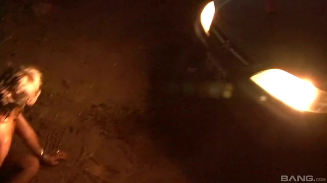 Sizzling Brunette Posing Naked on Floor Tempts Him Wildly