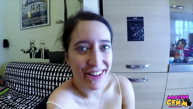 Susy Blue Chokes on Cock Before Receiving Creamy Facial Load