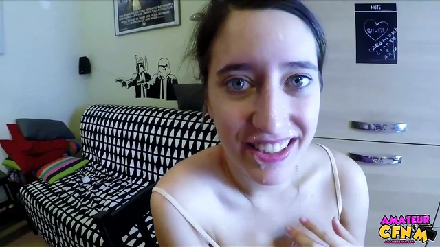 Susy Blue Chokes on Cock Before Receiving Creamy Facial Load