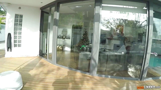 Sexy Brunette Slut & Friend Enjoy Poolside Cock Riding Delightfully