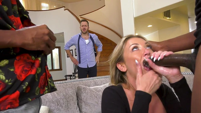 Adira Allure Blonde Wife Thrilled by Hot Interracial Gangbang Action