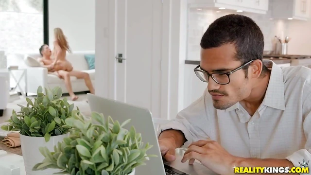 Naughty Friend Drills Shaved Pussy of Sultry Kinkster Kali Roses