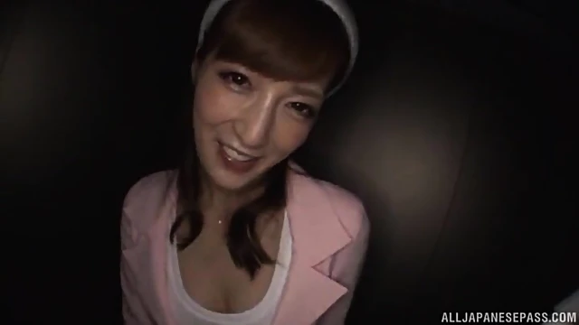 Pretty Asian Girl Gives Good Head During Elevator Ride
