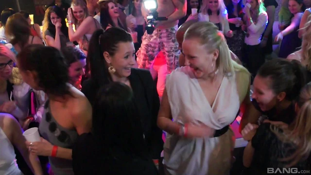 Hot Girls Pleasure Naughty Guys Passionately At The Party Night