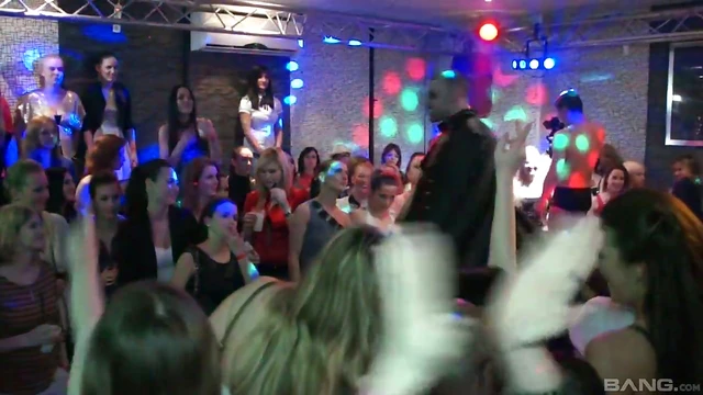 Hot Girls Pleasure Naughty Guys Passionately At The Party Night