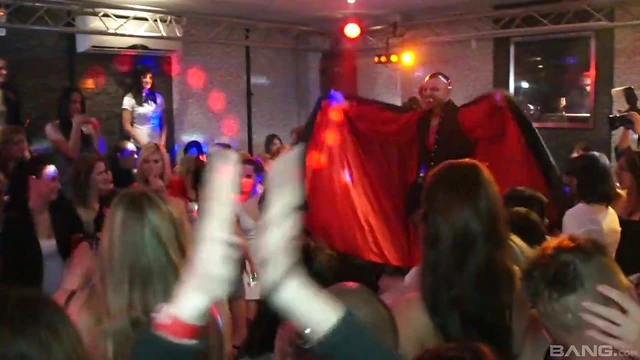 Hot Girls Pleasure Naughty Guys Passionately At The Party Night