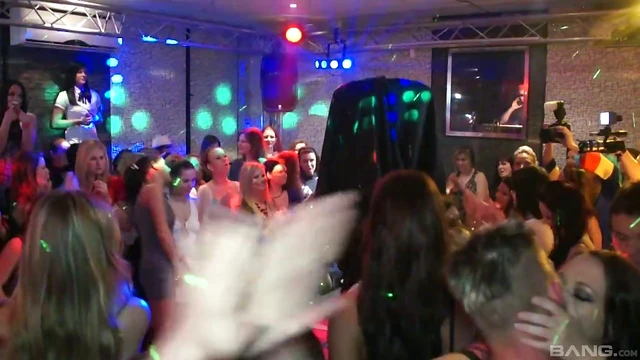 Hot Girls Pleasure Naughty Guys Passionately At The Party Night