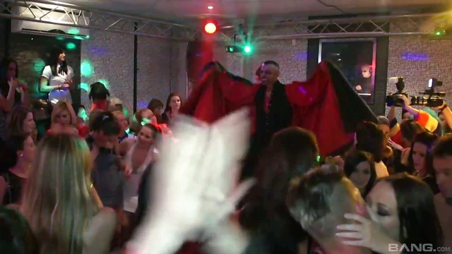 Hot Girls Pleasure Naughty Guys Passionately At The Party Night