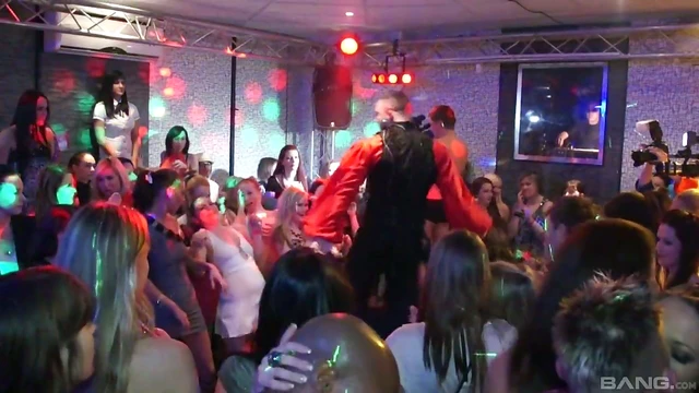 Hot Girls Pleasure Naughty Guys Passionately At The Party Night