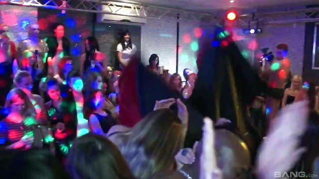 Hot Girls Pleasure Naughty Guys Passionately At The Party Night