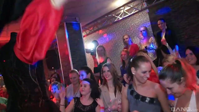 Hot Girls Pleasure Naughty Guys Passionately At The Party Night