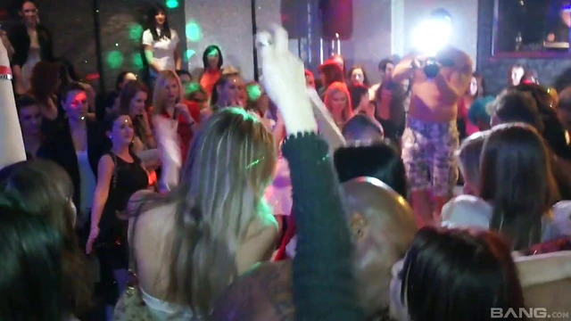 Hot Girls Pleasure Naughty Guys Passionately At The Party Night