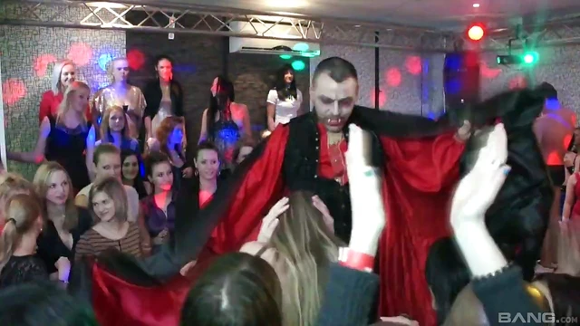 Hot Girls Pleasure Naughty Guys Passionately At The Party Night