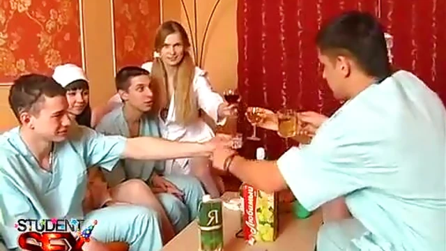 Hot Russian Brunette Gets Fucked Hard By Two Lucky Cocks