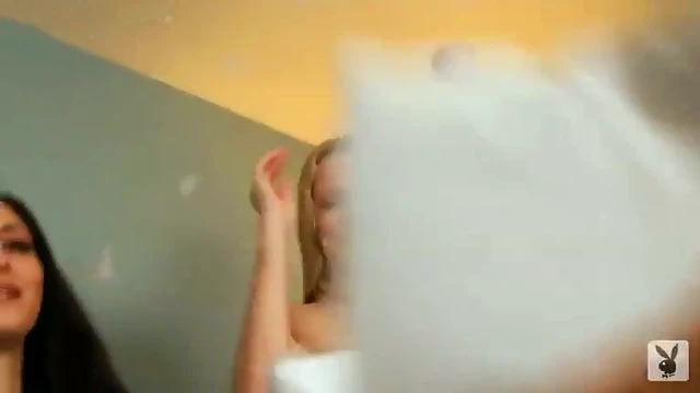 Naked Girls Pillow Fighting Wildly Before Getting Naughty In Bed