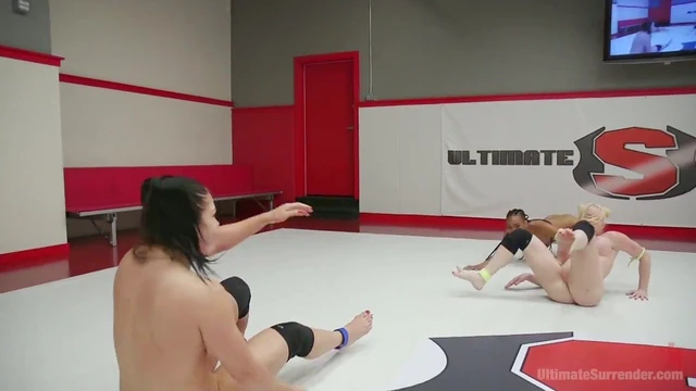 Sexy Blonde & Nikki Darling Indulge in Steamy Lesbian Floor Foursome Fun