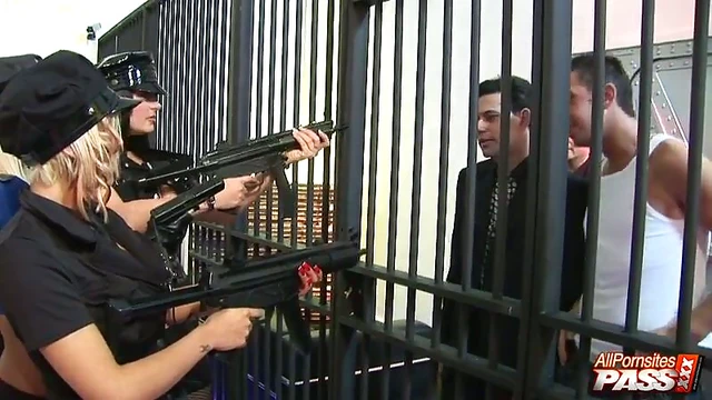 Romana Ryder Leads a Steamy Interracial Group Sex Scene Behind Bars