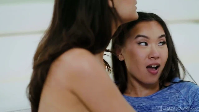 Sultry Asian Beauty Kimmy Kimm Entices Three Girls into Steamy Foursome Fun