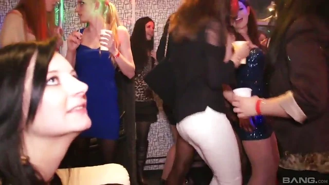 Sexy club slutties n a huge dick ride and naughty blowjob action