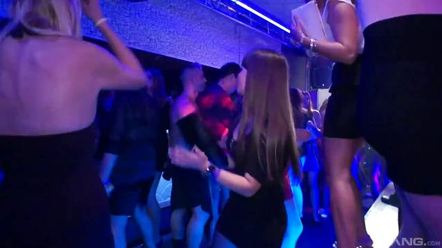Hardcore orgy can start when those girls show their pussies in the club