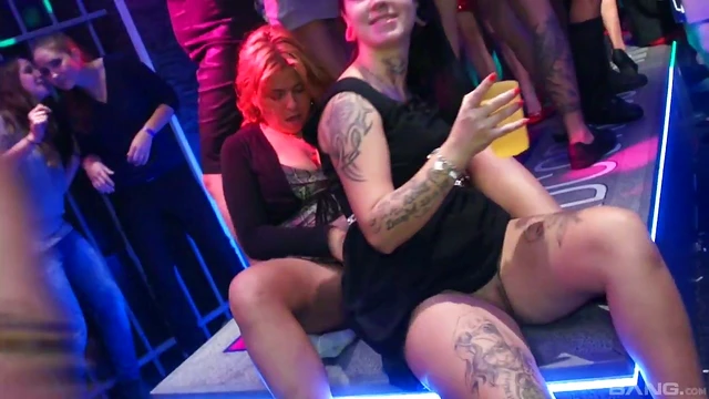 Hardcore orgy can start when those girls show their pussies in the club