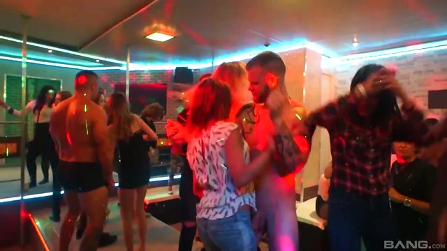 Promiscuous Chicks Take Turns Teasing Cocks At The Party Orgy