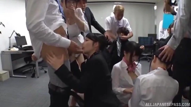Office Orgy Delight With Seductive Japanese Cuties Kinking Up The Space
