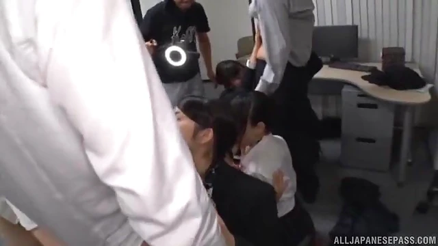 Office Orgy Delight With Seductive Japanese Cuties Kinking Up The Space