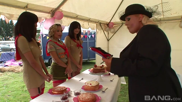 Sexy Fishnet Cougar With Curvy Body Takes Multiple Cocks Deeply