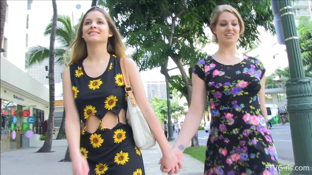Sexy Waikiki Babes in Dresses Masturbating Publicly Without Pants or Underwear